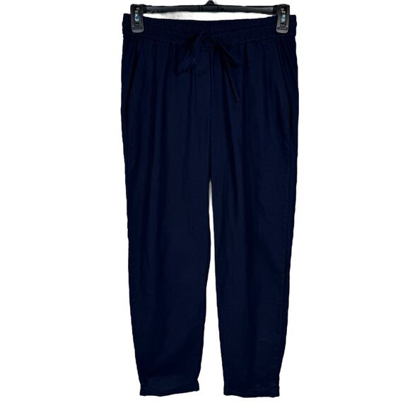 J. Crew Factory SZ 4 Cuffed Pants Linen Blend Pocket Mid-Rise Drawstring Pull-On - Picture 1 of 8